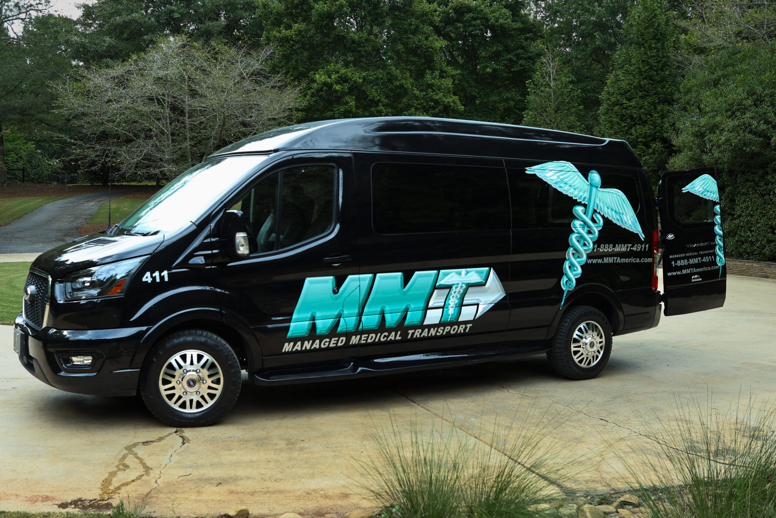 Compact van for efficient long-distance medical transport services.