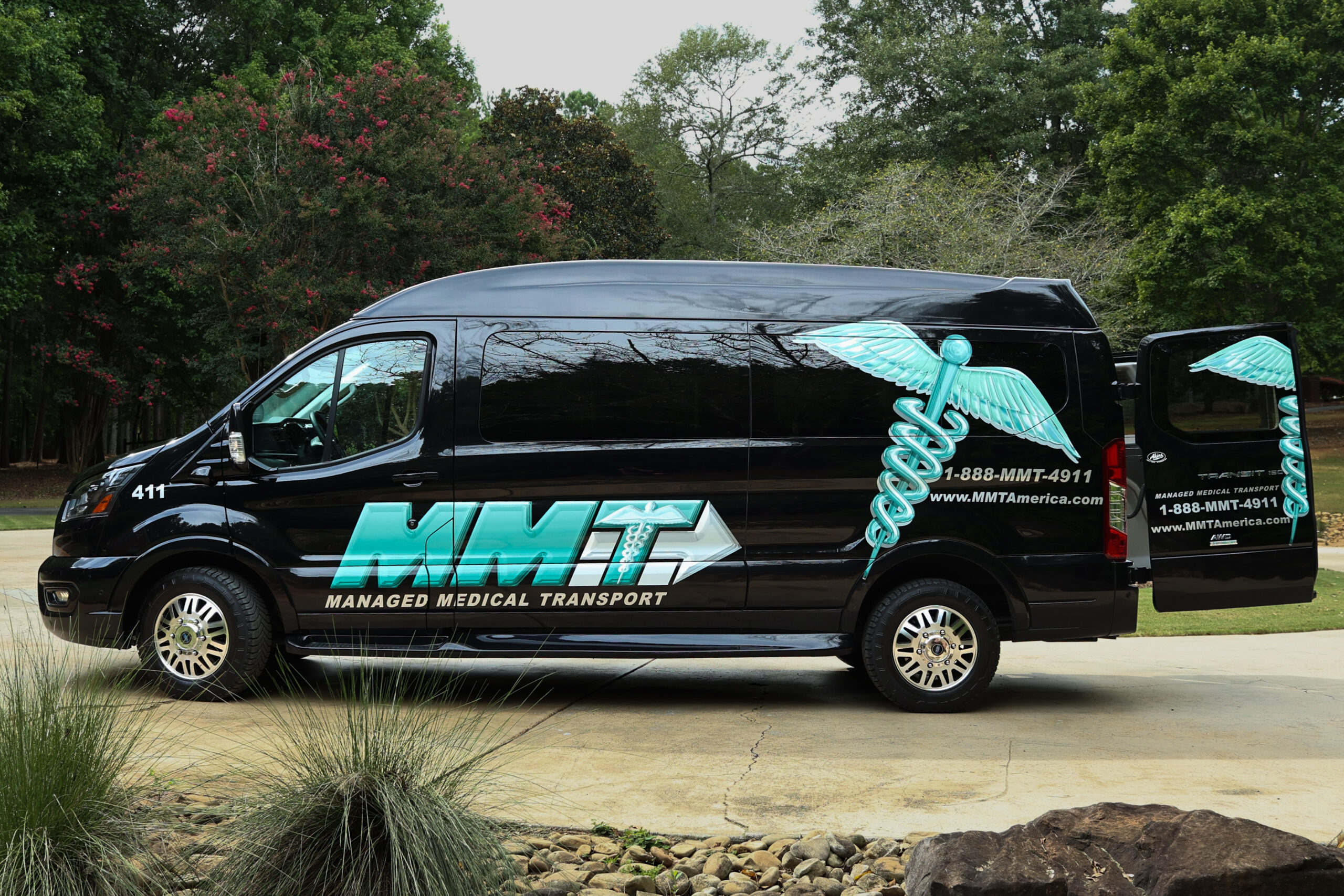 Minivan used for long-distance medical transport services by Managed Medical Transport, Inc.
